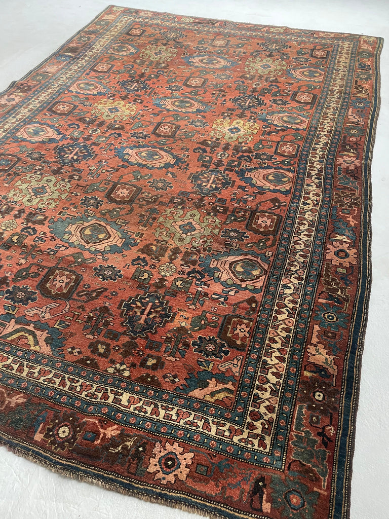 "What You Seek is Seeking You" - RUMI | MYSTICAL Mint Condition Villlage Carpet Antique Halvai Bidjar | Vivid Dyes with Rare Lime Green | 7.8 x 10.9