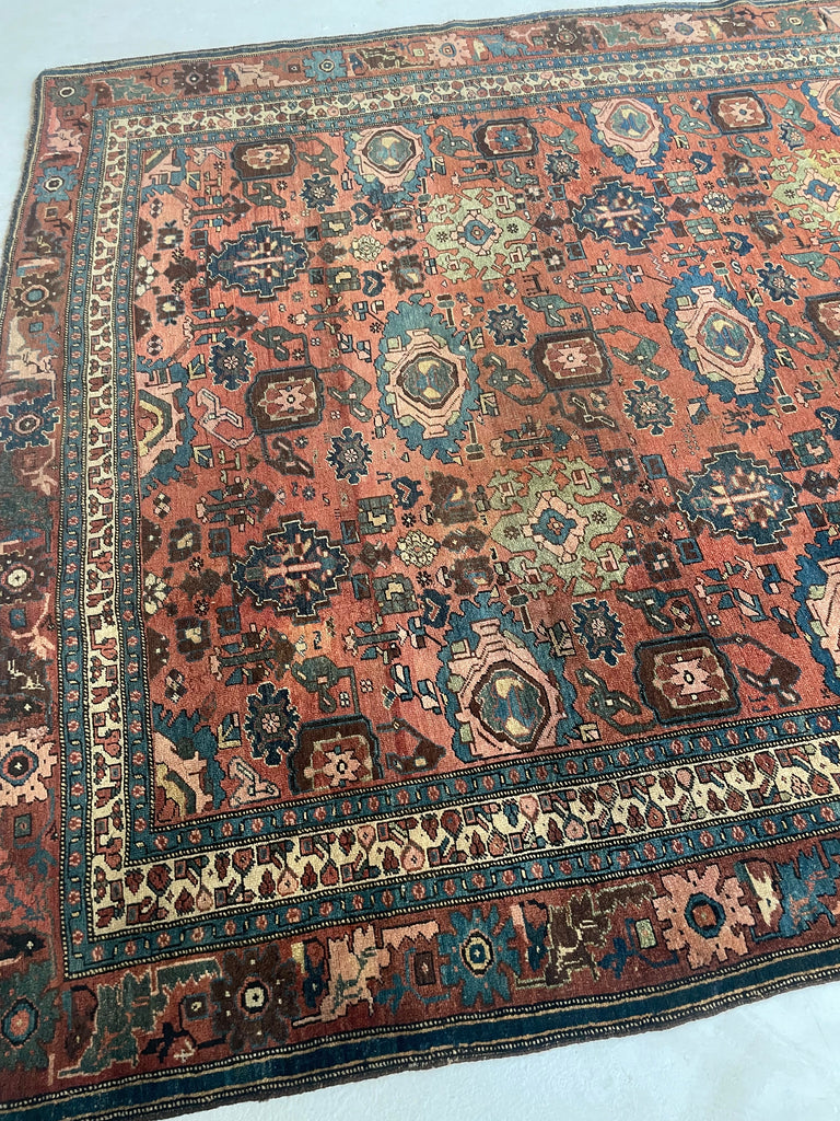 "What You Seek is Seeking You" - RUMI | MYSTICAL Mint Condition Villlage Carpet Antique Halvai Bidjar | Vivid Dyes with Rare Lime Green | 7.8 x 10.9