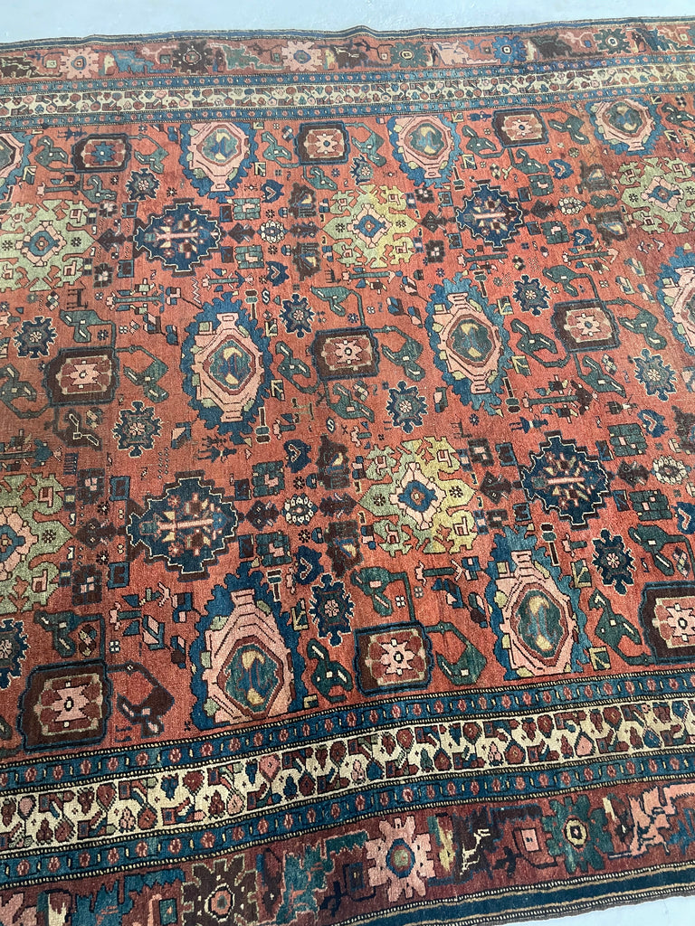 "What You Seek is Seeking You" - RUMI | MYSTICAL Mint Condition Villlage Carpet Antique Halvai Bidjar | Vivid Dyes with Rare Lime Green | 7.8 x 10.9