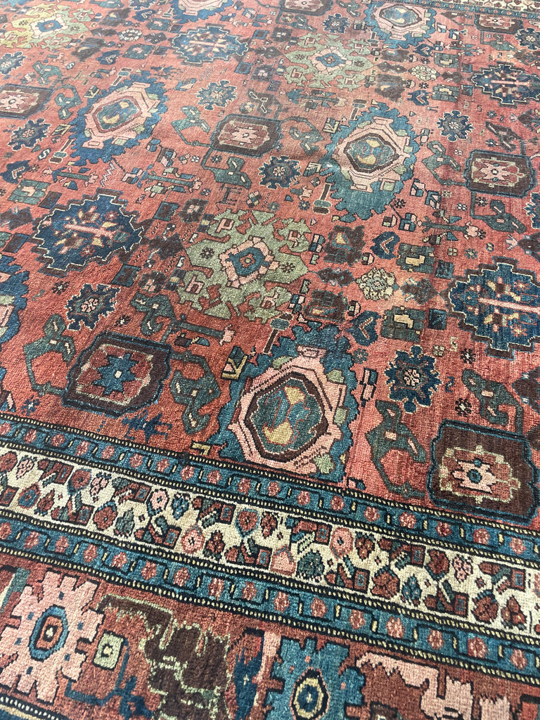 "What You Seek is Seeking You" - RUMI | MYSTICAL Mint Condition Villlage Carpet Antique Halvai Bidjar | Vivid Dyes with Rare Lime Green | 7.8 x 10.9