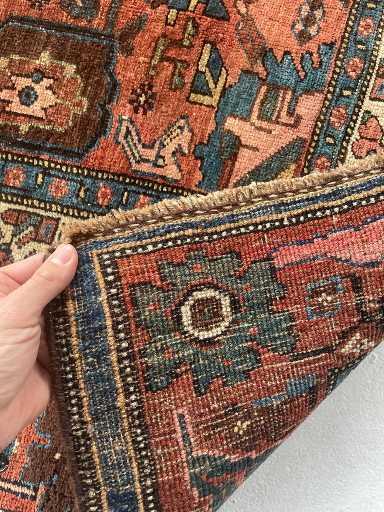 "What You Seek is Seeking You" - RUMI | MYSTICAL Mint Condition Villlage Carpet Antique Halvai Bidjar | Vivid Dyes with Rare Lime Green | 7.8 x 10.9
