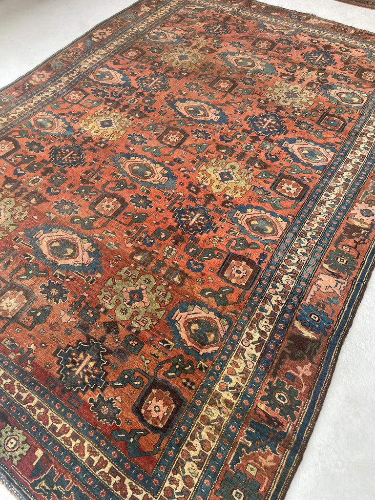 "What You Seek is Seeking You" - RUMI | MYSTICAL Mint Condition Villlage Carpet Antique Halvai Bidjar | Vivid Dyes with Rare Lime Green | 7.8 x 10.9