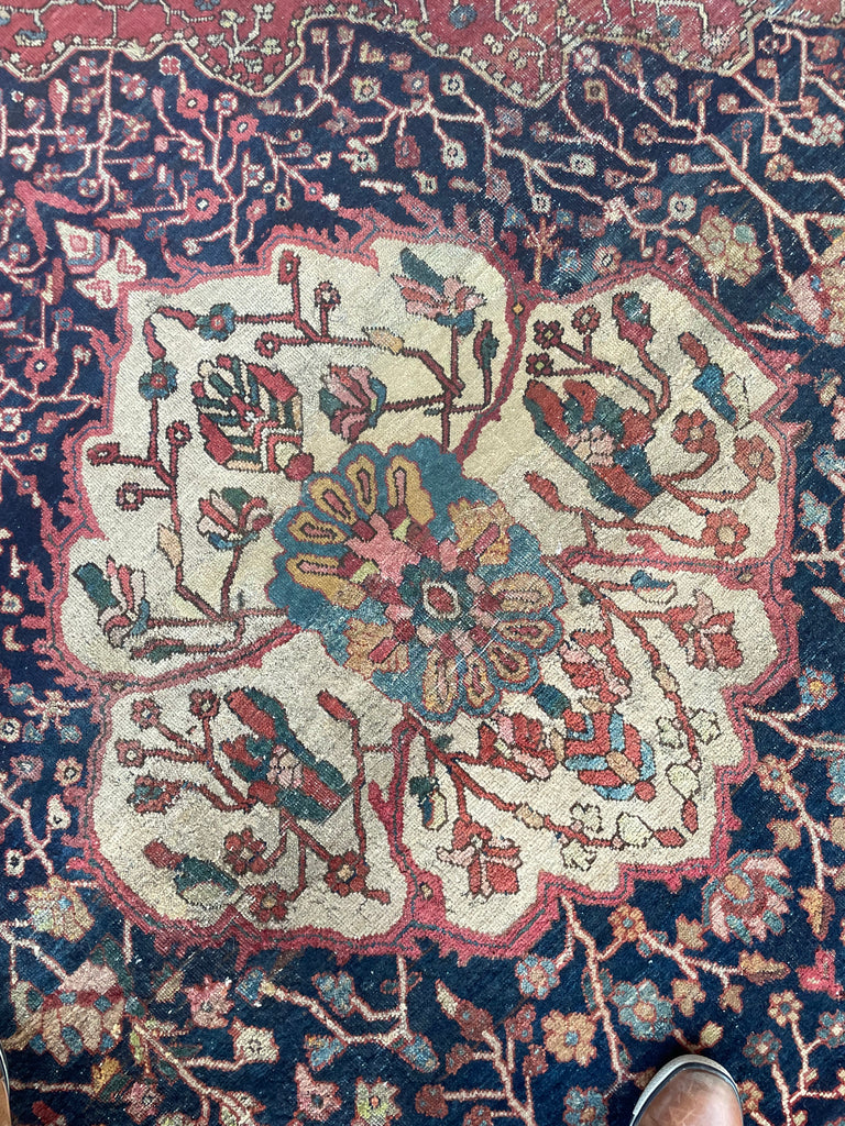 SOPHISTICATED Old-World Antique Ferahan Sarouk | Dainty Flora & Suspended Vines | 10.5 x 13.3