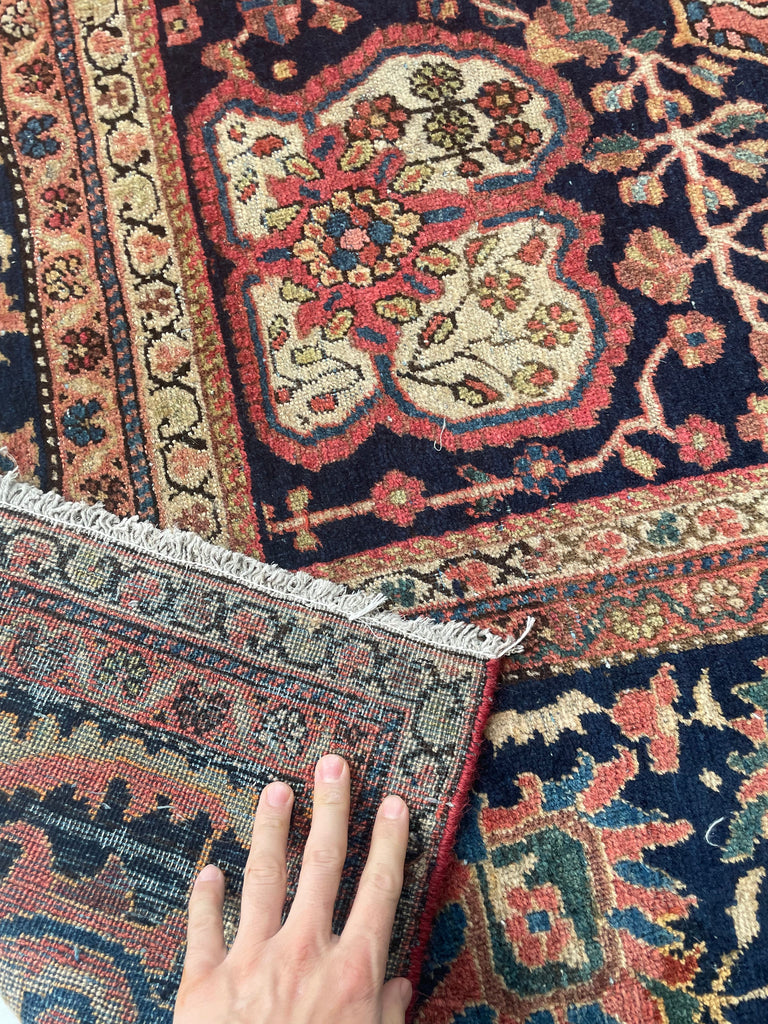 SOPHISTICATED Old-World Antique Ferahan Sarouk | Dainty Flora & Suspended Vines | 10.5 x 13.3
