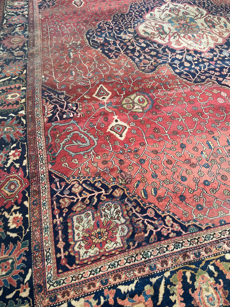 SOPHISTICATED Old-World Antique Ferahan Sarouk | Dainty Flora & Suspended Vines | 10.5 x 13.3