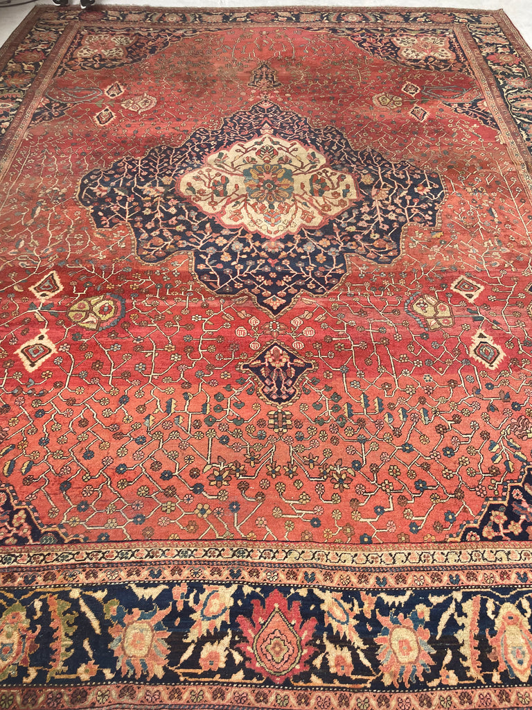 SOPHISTICATED Old-World Antique Ferahan Sarouk | Dainty Flora & Suspended Vines | 10.5 x 13.3