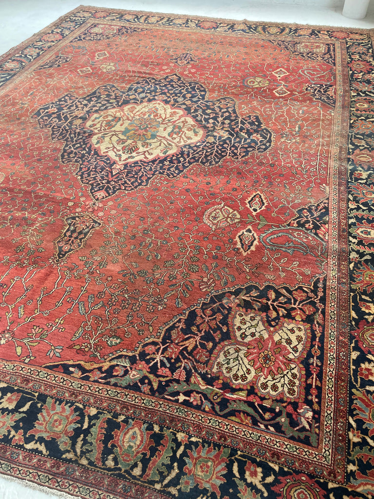 SOPHISTICATED Old-World Antique Ferahan Sarouk | Dainty Flora & Suspended Vines | 10.5 x 13.3