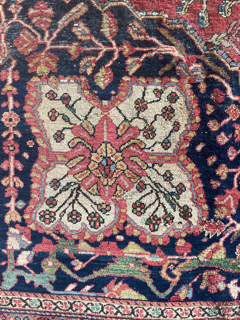 SOPHISTICATED Old-World Antique Ferahan Sarouk | Dainty Flora & Suspended Vines | 10.5 x 13.3