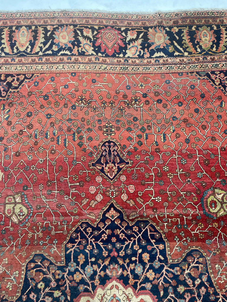 SOPHISTICATED Old-World Antique Ferahan Sarouk | Dainty Flora & Suspended Vines | 10.5 x 13.3