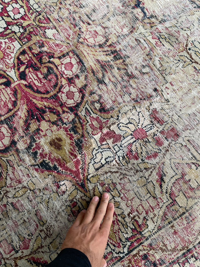 GORGEOUS Muted Character-Rich Antique Kermanshah | OVERSIZED Moss, Sage, Olive & Earthy Greens | 11 x 13
