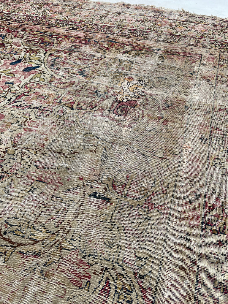 GORGEOUS Muted Character-Rich Antique Kermanshah | OVERSIZED Moss, Sage, Olive & Earthy Greens | 11 x 13