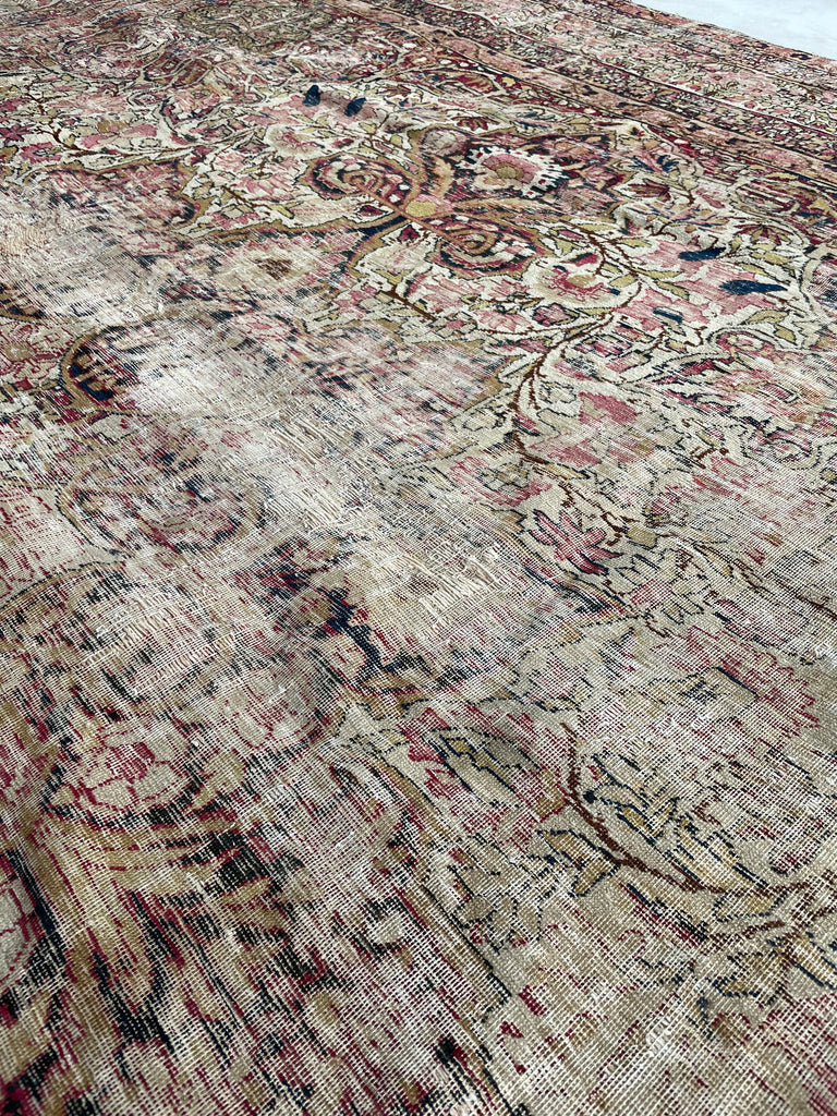 GORGEOUS Muted Character-Rich Antique Kermanshah | OVERSIZED Moss, Sage, Olive & Earthy Greens | 11 x 13