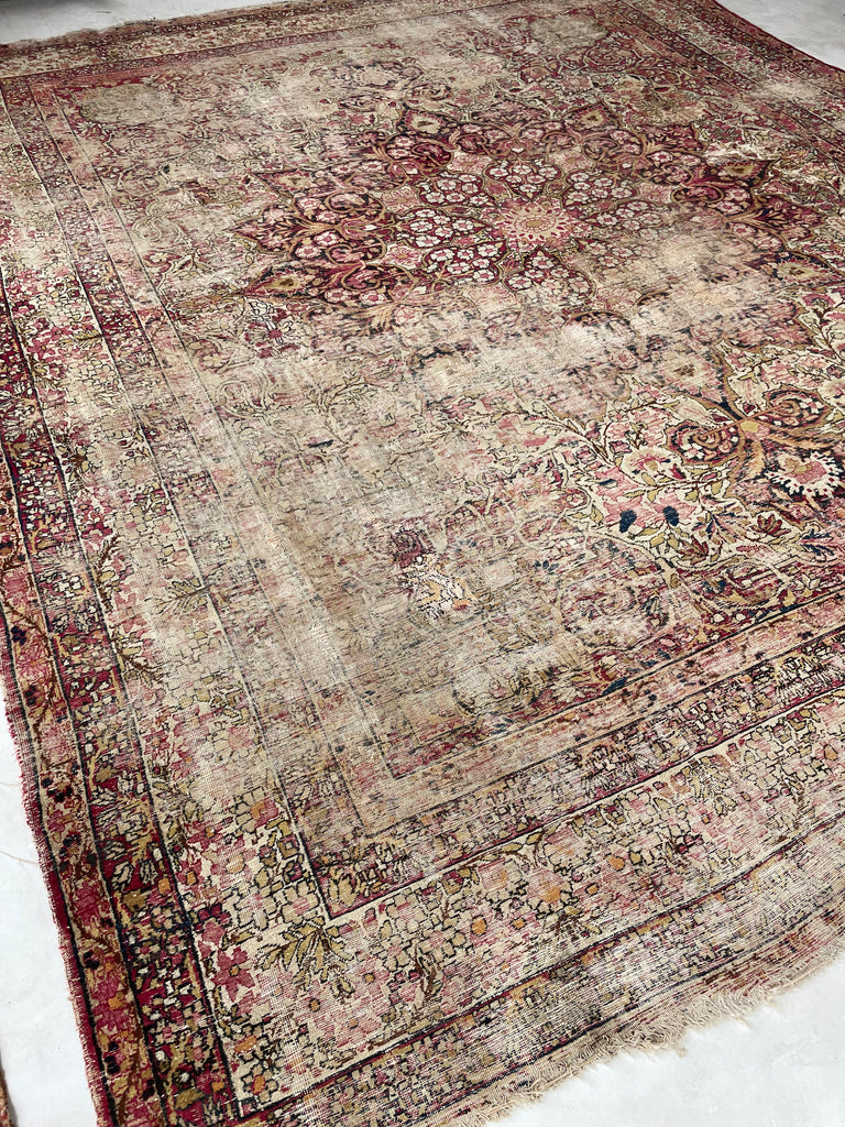 GORGEOUS Muted Character-Rich Antique Kermanshah | OVERSIZED Moss, Sage, Olive & Earthy Greens | 11 x 13