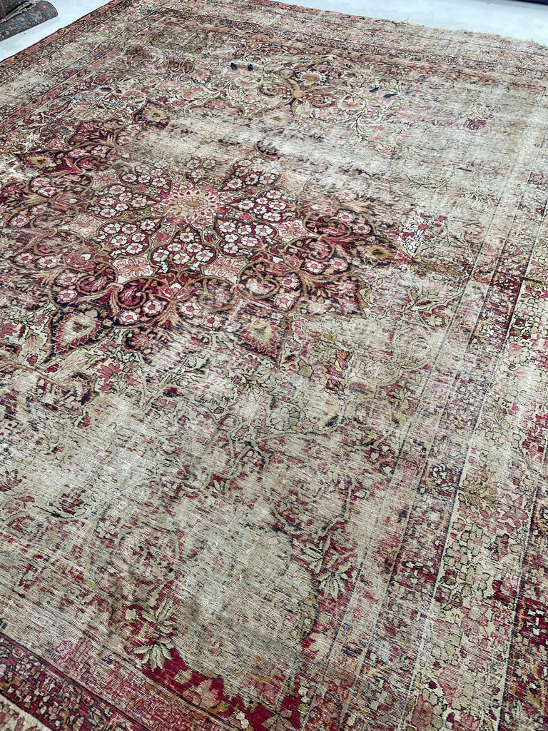 GORGEOUS Muted Character-Rich Antique Kermanshah | OVERSIZED Moss, Sage, Olive & Earthy Greens | 11 x 13
