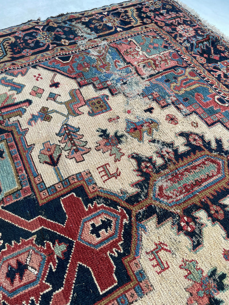 SOLD | STUNNING Antique Northwest "Serapi" Karaja | Ivory-Beige, Pastel Blues, Pink & Greens | 8.7 x 11.7