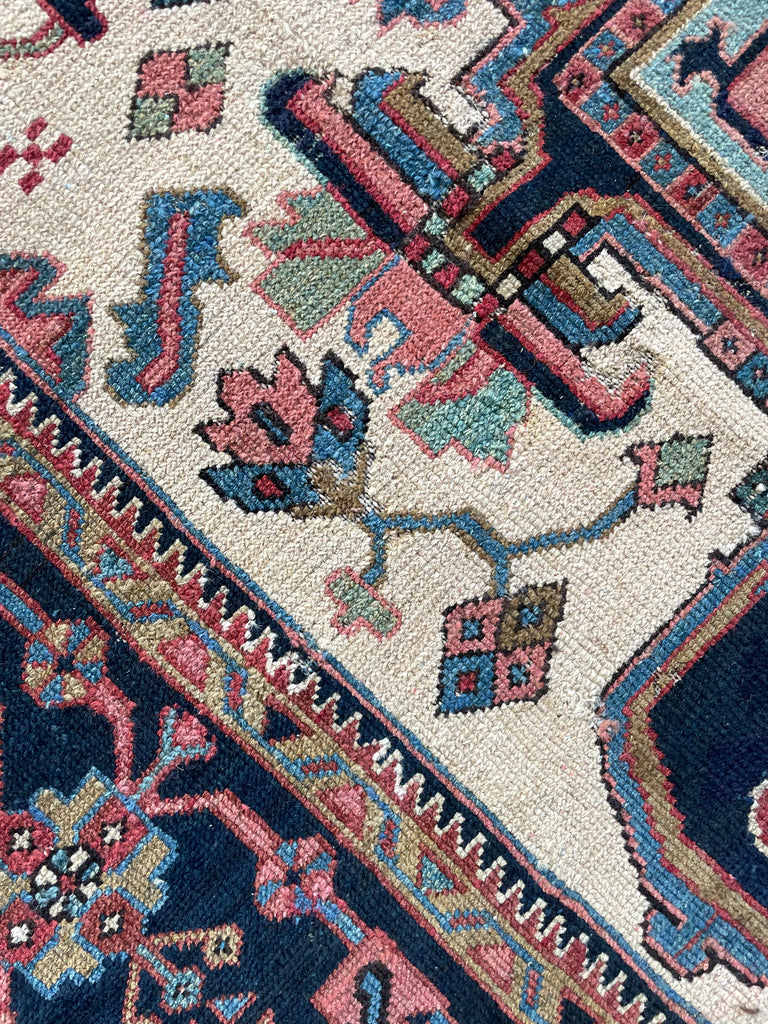 SOLD | STUNNING Antique Northwest "Serapi" Karaja | Ivory-Beige, Pastel Blues, Pink & Greens | 8.7 x 11.7