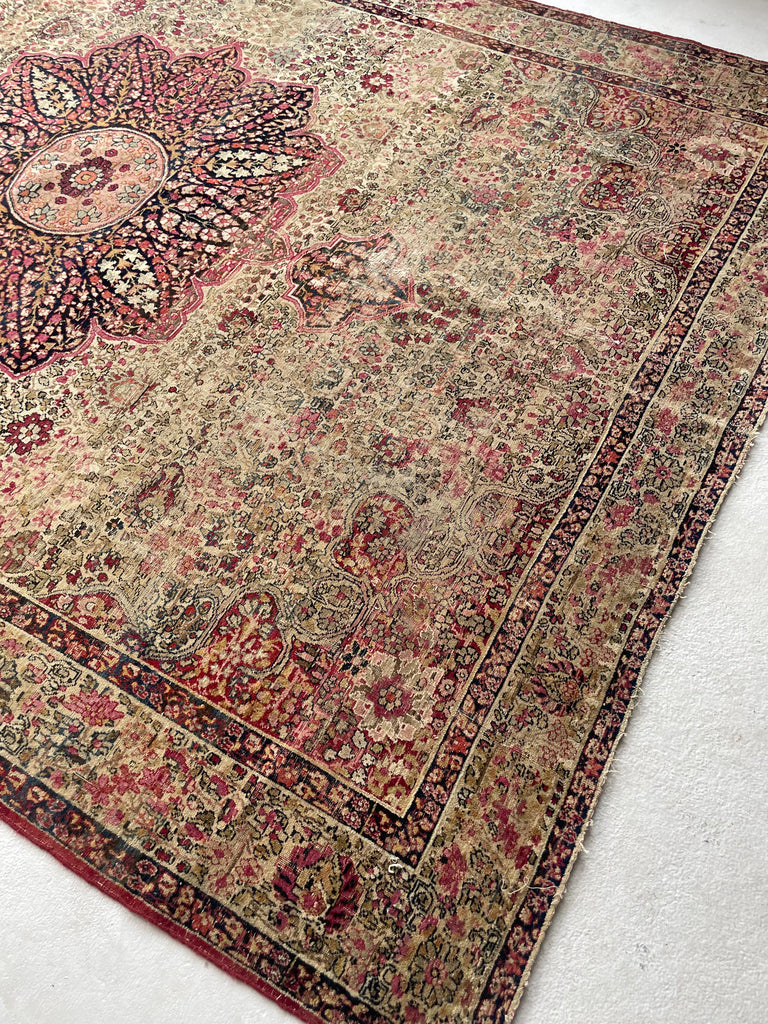 RESERVED FOR JULIET*** DAZZLING Antique Kermanshah | Cream, Taupe, Olive, Almond, Pastel Pink, Blues, etc | 8 x 11.6