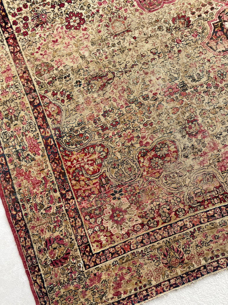 RESERVED FOR JULIET*** DAZZLING Antique Kermanshah | Cream, Taupe, Olive, Almond, Pastel Pink, Blues, etc | 8 x 11.6