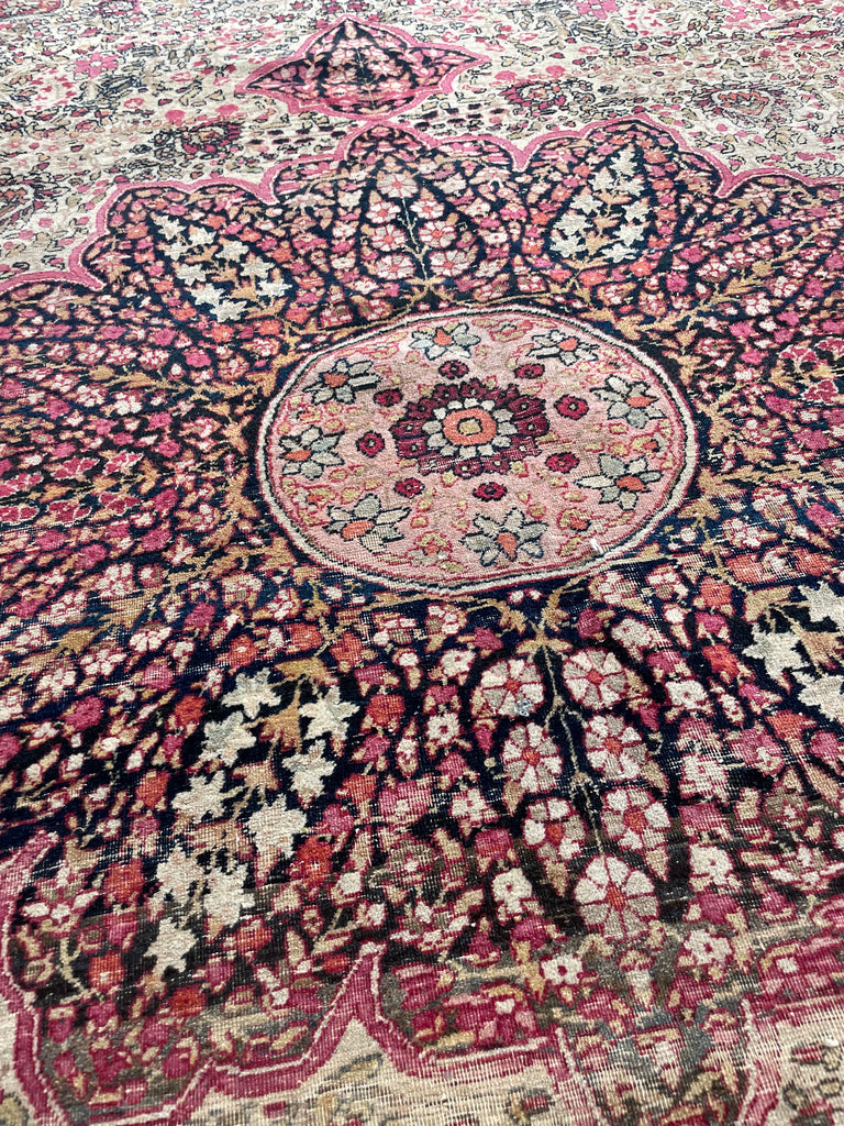 RESERVED FOR JULIET*** DAZZLING Antique Kermanshah | Cream, Taupe, Olive, Almond, Pastel Pink, Blues, etc | 8 x 11.6