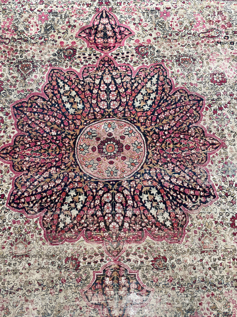 RESERVED FOR JULIET*** DAZZLING Antique Kermanshah | Cream, Taupe, Olive, Almond, Pastel Pink, Blues, etc | 8 x 11.6