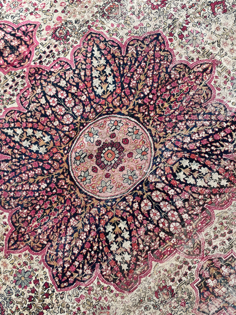RESERVED FOR JULIET*** DAZZLING Antique Kermanshah | Cream, Taupe, Olive, Almond, Pastel Pink, Blues, etc | 8 x 11.6