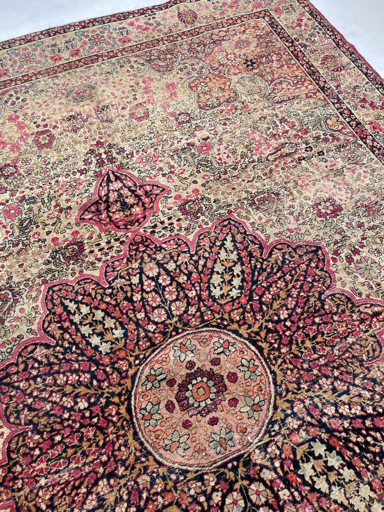 RESERVED FOR JULIET*** DAZZLING Antique Kermanshah | Cream, Taupe, Olive, Almond, Pastel Pink, Blues, etc | 8 x 11.6