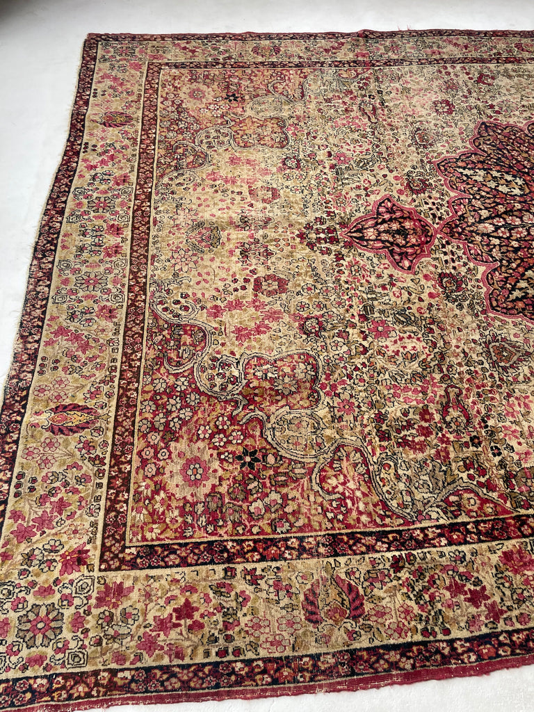 RESERVED FOR JULIET*** DAZZLING Antique Kermanshah | Cream, Taupe, Olive, Almond, Pastel Pink, Blues, etc | 8 x 11.6