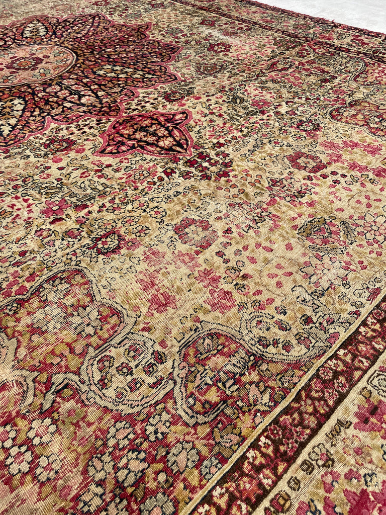 RESERVED FOR JULIET*** DAZZLING Antique Kermanshah | Cream, Taupe, Olive, Almond, Pastel Pink, Blues, etc | 8 x 11.6