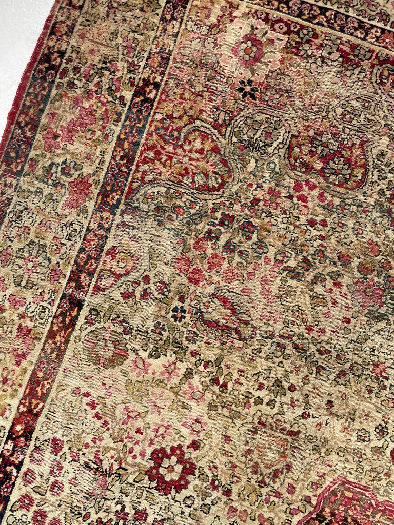 RESERVED FOR JULIET*** DAZZLING Antique Kermanshah | Cream, Taupe, Olive, Almond, Pastel Pink, Blues, etc | 8 x 11.6