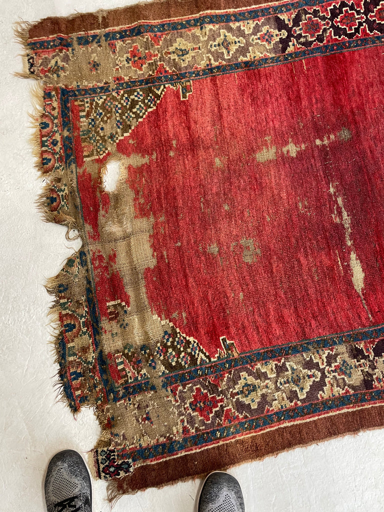 Late 19th Century ANCIENT Kurdish Runner | Glorious Reds, Aubergine, Emerald Greens | 4.3 x 11.10