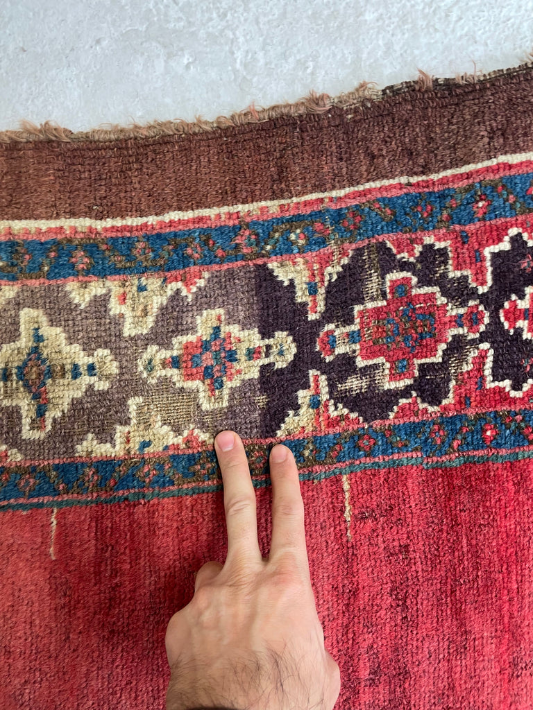 Late 19th Century ANCIENT Kurdish Runner | Glorious Reds, Aubergine, Emerald Greens | 4.3 x 11.10