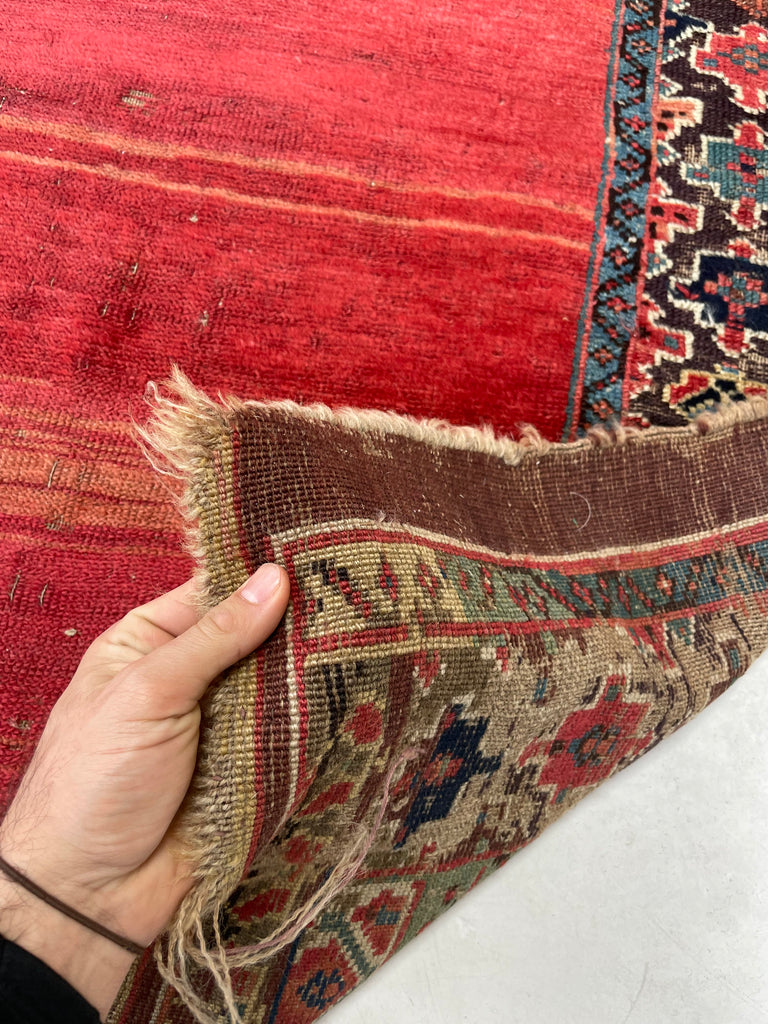 Late 19th Century ANCIENT Kurdish Runner | Glorious Reds, Aubergine, Emerald Greens | 4.3 x 11.10