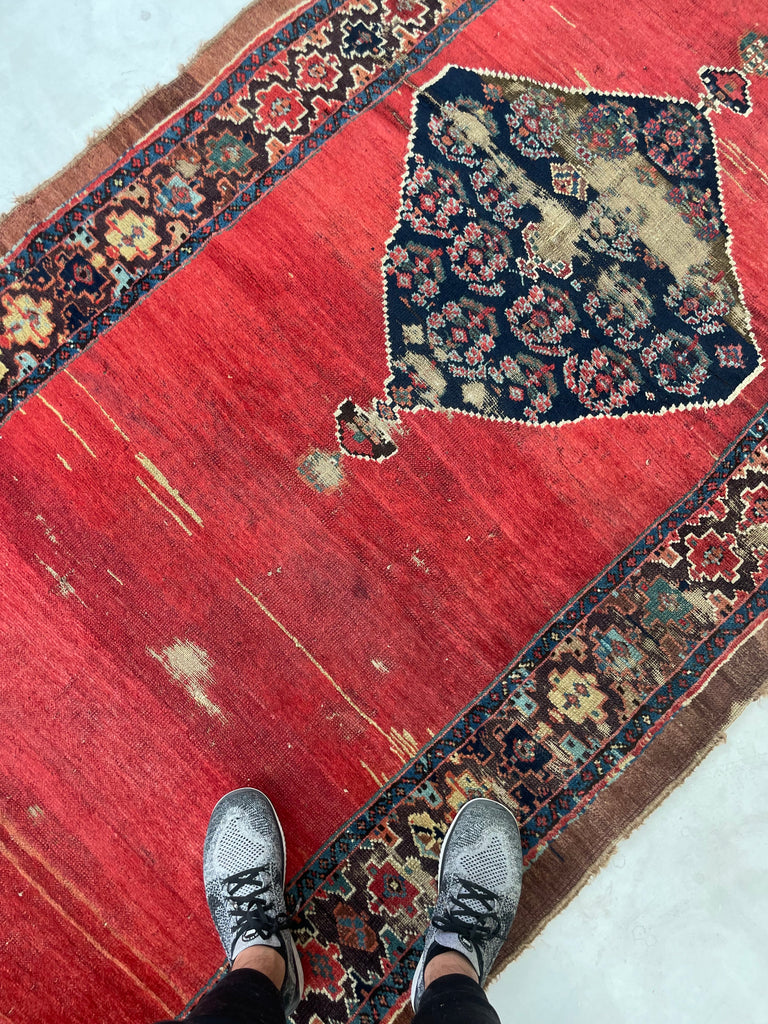 Late 19th Century ANCIENT Kurdish Runner | Glorious Reds, Aubergine, Emerald Greens | 4.3 x 11.10