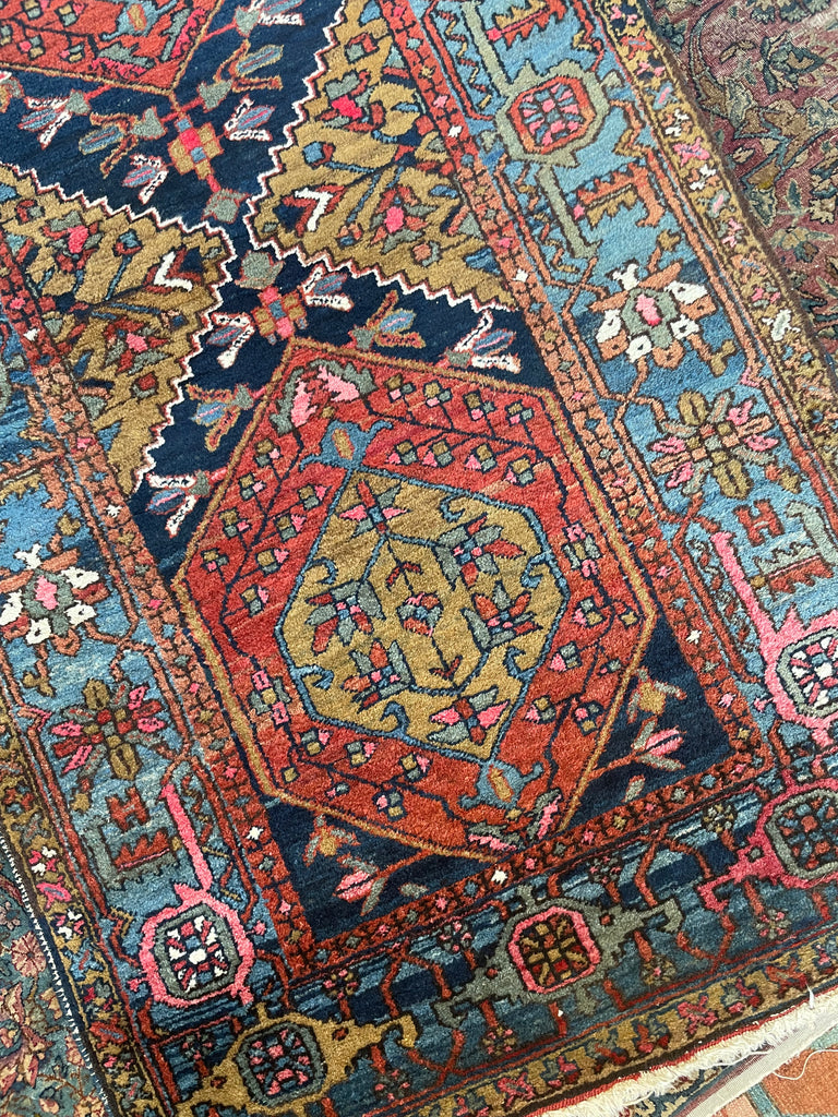 SOLD | MAGNIFICENT Antique Runner Plush Soft Wool | Camel, Blues, Rust, Beige, Pink | 3.6 x 10.8