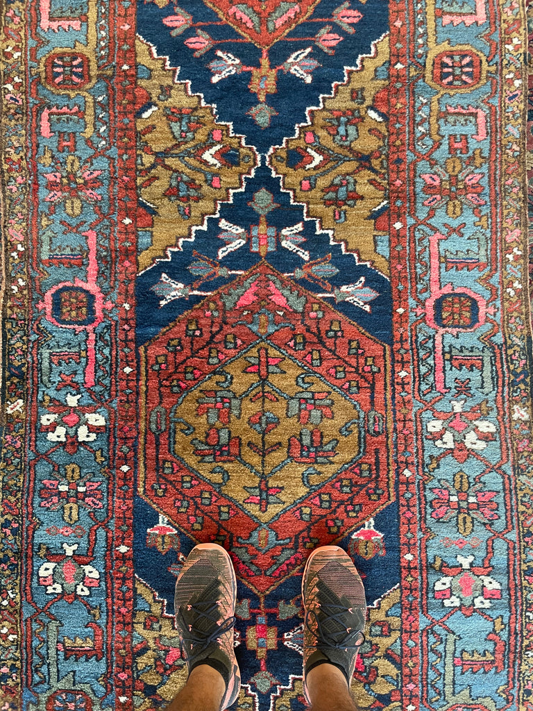 SOLD | MAGNIFICENT Antique Runner Plush Soft Wool | Camel, Blues, Rust, Beige, Pink | 3.6 x 10.8