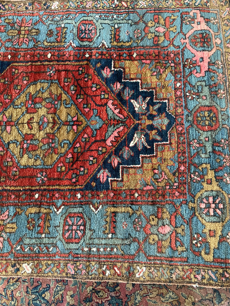 SOLD | MAGNIFICENT Antique Runner Plush Soft Wool | Camel, Blues, Rust, Beige, Pink | 3.6 x 10.8