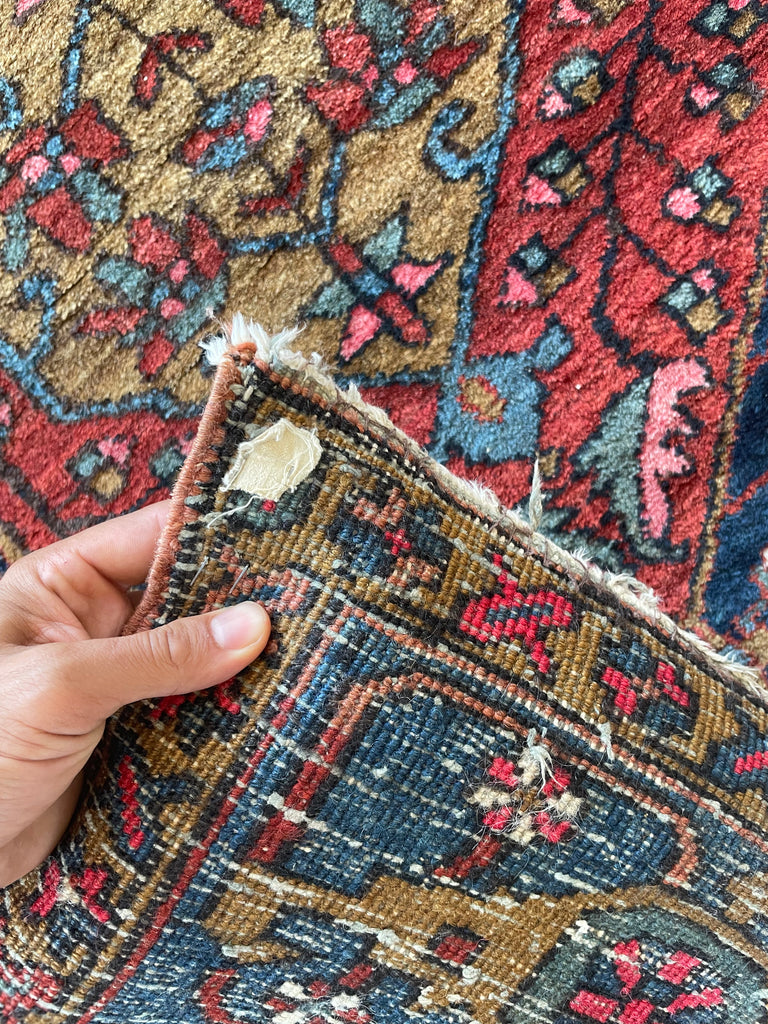 SOLD | MAGNIFICENT Antique Runner Plush Soft Wool | Camel, Blues, Rust, Beige, Pink | 3.6 x 10.8