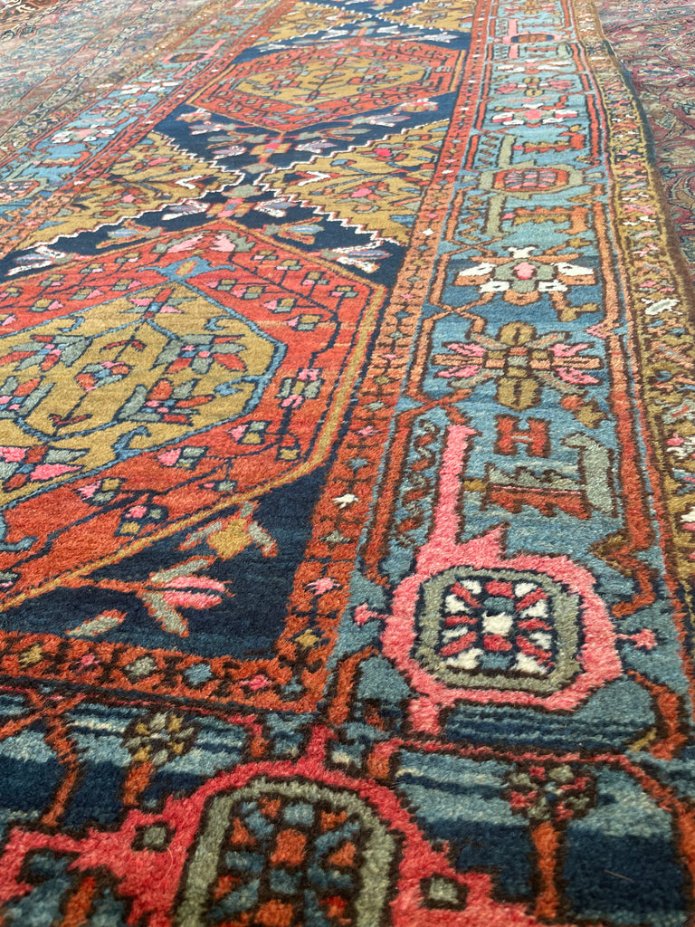 SOLD | MAGNIFICENT Antique Runner Plush Soft Wool | Camel, Blues, Rust, Beige, Pink | 3.6 x 10.8