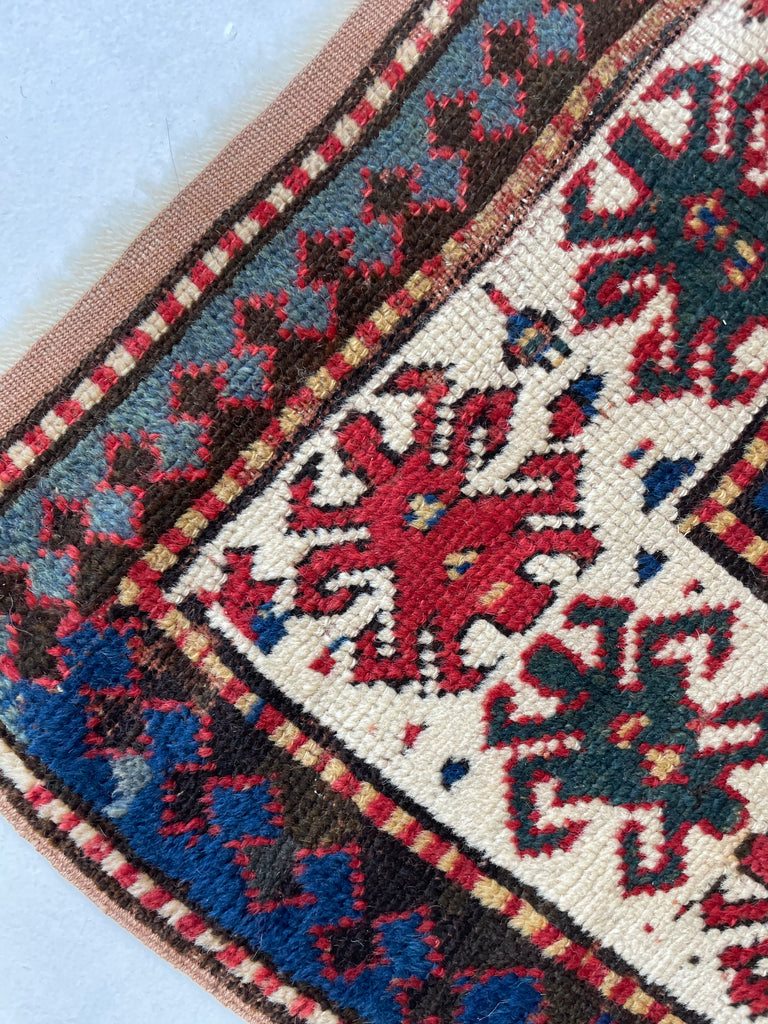 HANDSOME Antique Kazak Rug | Character-Rich with Iconic Fence of Protection Perimeter | 4.3 x 8
