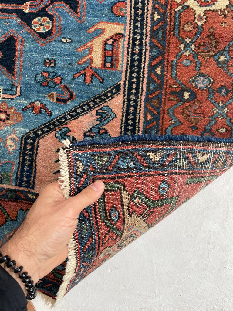 WILDLY Beautiful Antique Persian Zanjan | Unique 2-Tone Border - Funky Boho Piece | 4.9 x 6.6