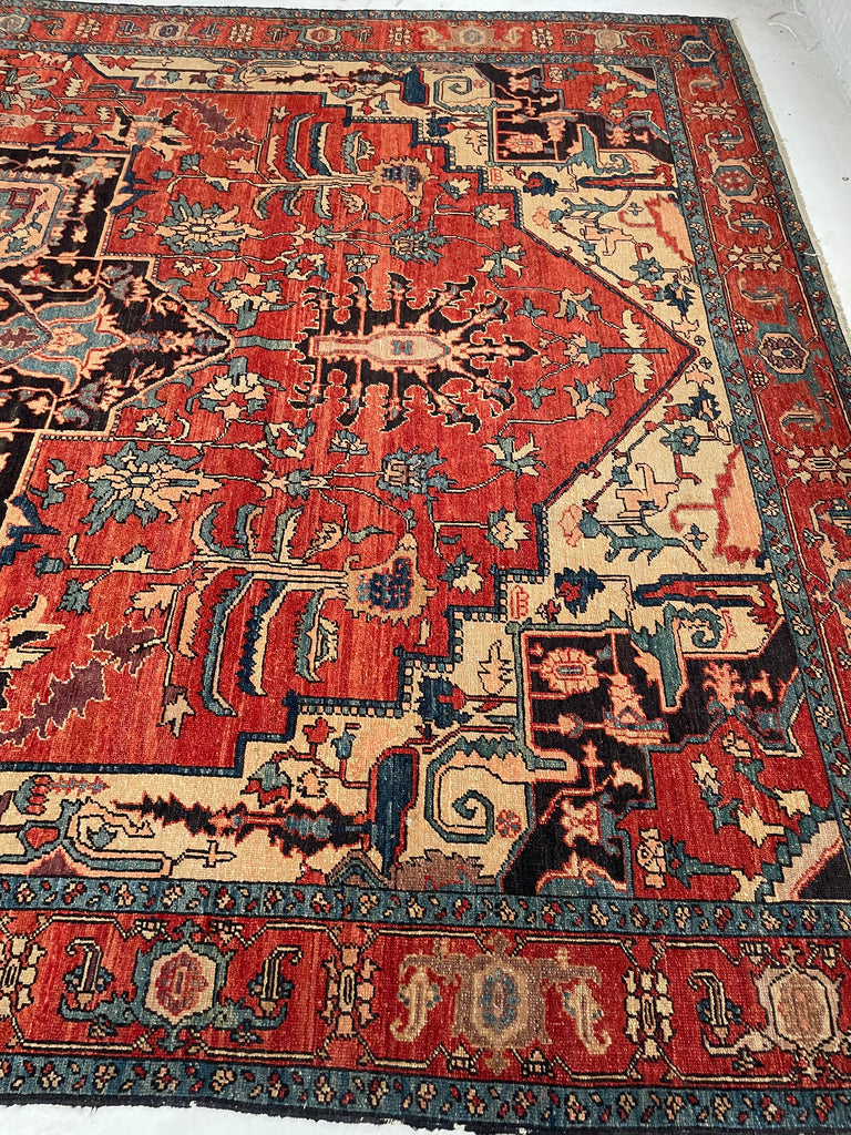 SOLD | ENORMOUS Palace Size Vintage Serapi Design | Decorative Rust, Aubergine Plum, Caramel, Apricot | 9.10 x 16.7