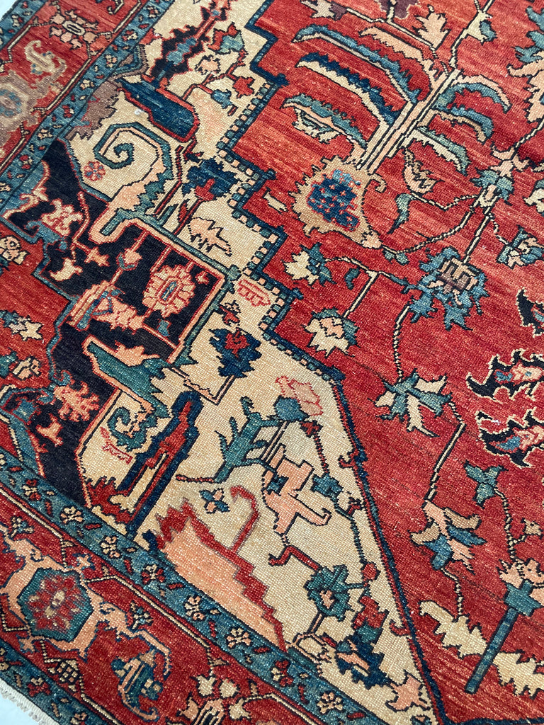 SOLD | ENORMOUS Palace Size Vintage Serapi Design | Decorative Rust, Aubergine Plum, Caramel, Apricot | 9.10 x 16.7