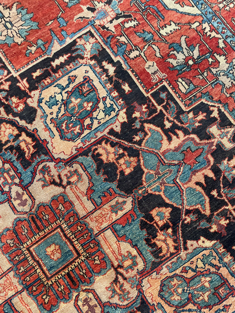 SOLD | ENORMOUS Palace Size Vintage Serapi Design | Decorative Rust, Aubergine Plum, Caramel, Apricot | 9.10 x 16.7