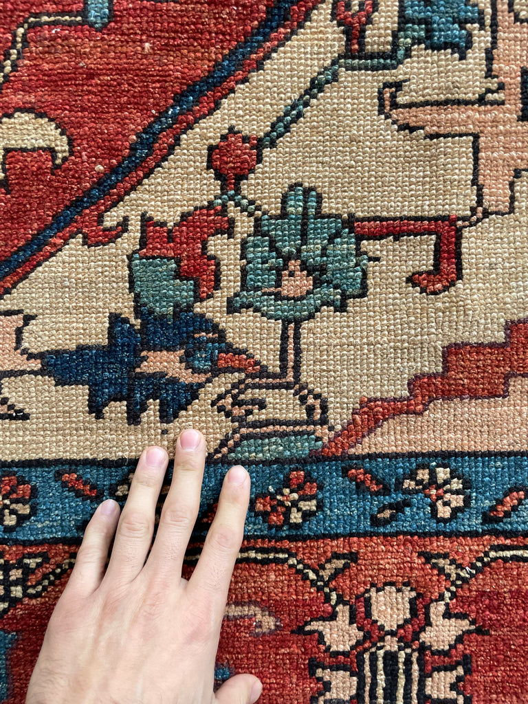 SOLD | ENORMOUS Palace Size Vintage Serapi Design | Decorative Rust, Aubergine Plum, Caramel, Apricot | 9.10 x 16.7