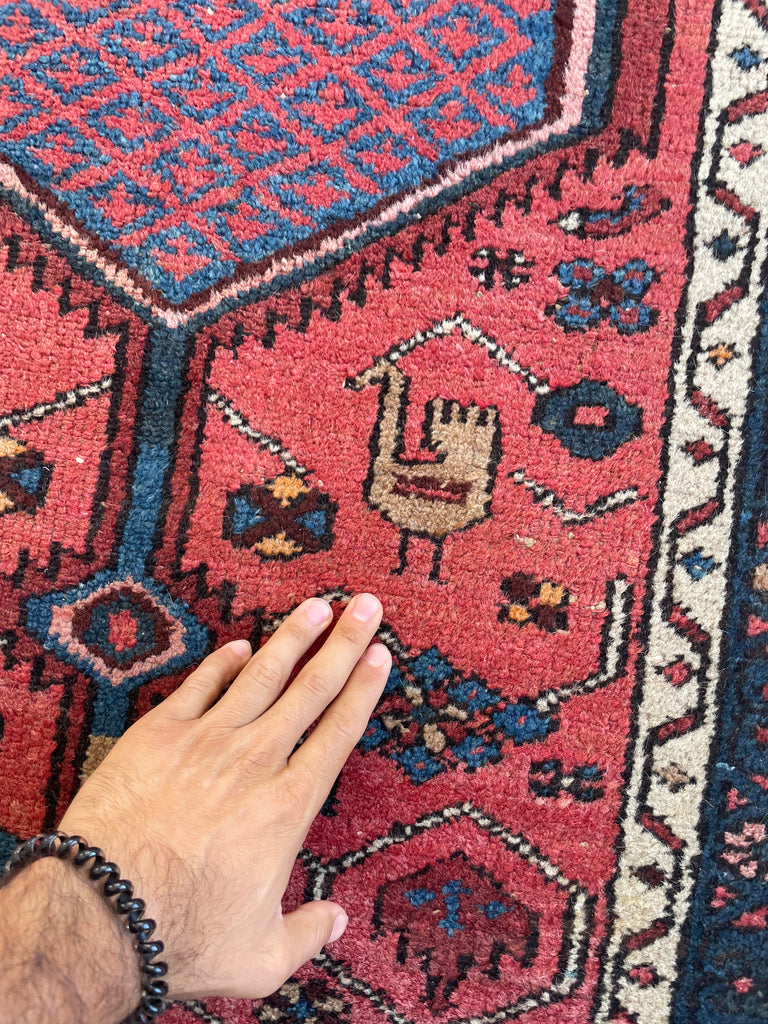 SOLD | CHARMING Village Runner | Antique Tribal with Watermelon & Midnight Blue | 2.11 x 9.10