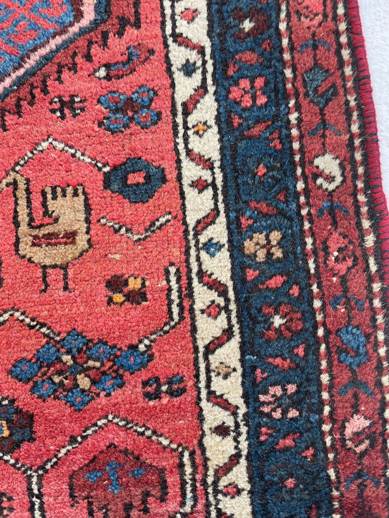 SOLD | CHARMING Village Runner | Antique Tribal with Watermelon & Midnight Blue | 2.11 x 9.10