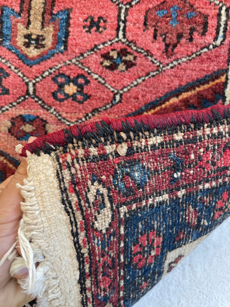 SOLD | CHARMING Village Runner | Antique Tribal with Watermelon & Midnight Blue | 2.11 x 9.10