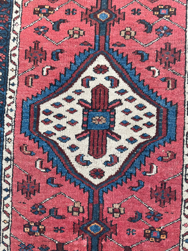 SOLD | CHARMING Village Runner | Antique Tribal with Watermelon & Midnight Blue | 2.11 x 9.10