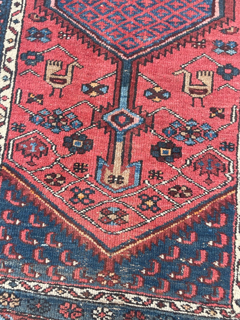 SOLD | CHARMING Village Runner | Antique Tribal with Watermelon & Midnight Blue | 2.11 x 9.10