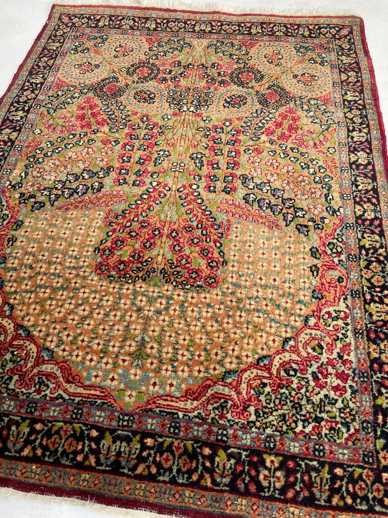 SUPURB Antique Mat | Powerful Sprawling Tree Of Life Design, Silky Wool Natural Dyes | 2 x 3
